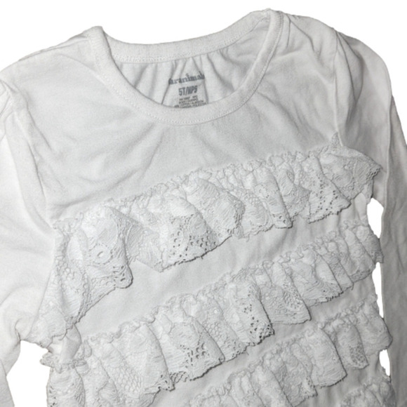 Garaninals White Long Sleeve Tee with White Lace Ruffles - Picture 2 of 2